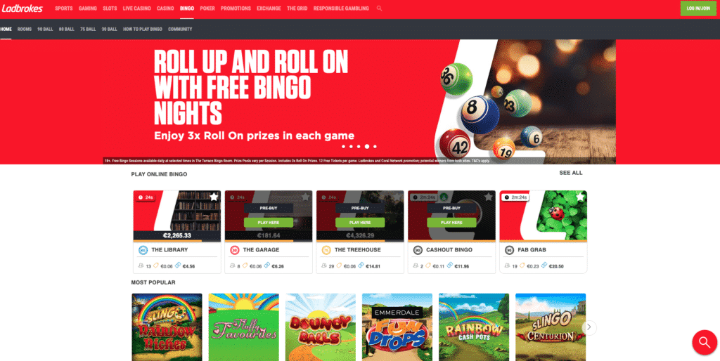 ladbrokes bingo screenshot