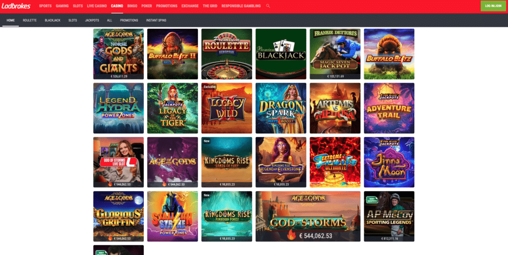 ladbrokes casino screenshot