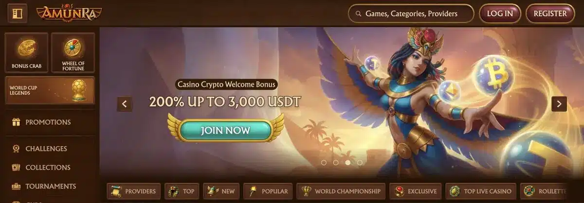 Amun Ra Casino Lobby im Juli 2026