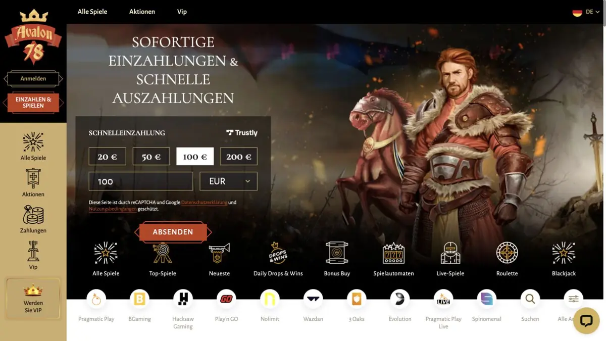 Avalon 78 Casino Startseite auf Deutsch im Juli 2026