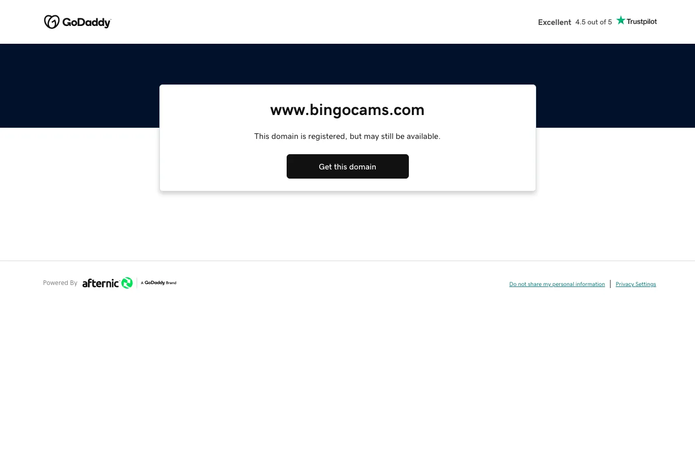 Aktueller Status der geparkten Bingo Cams Domain