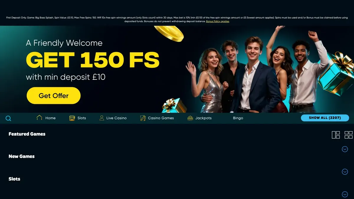 Casino And Friends internationale Lobby mit Slots, Live-Casino und Jackpots