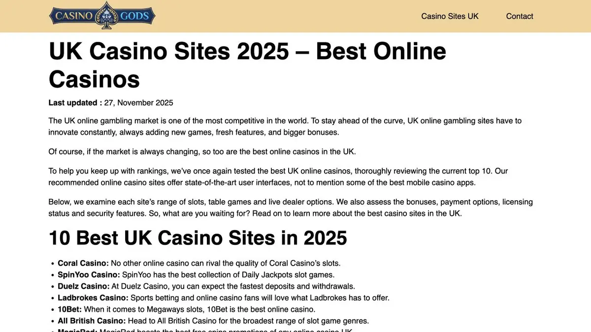 Casino Gods Domain als fremdsprachiger Casino-Ratgeber im Juli 2026