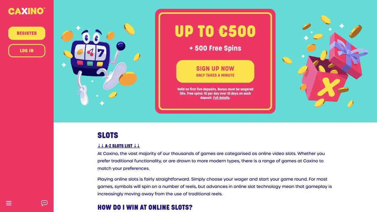 Caxino Casino Slot-Lobby und Bonusbedingungen im Juli 2026