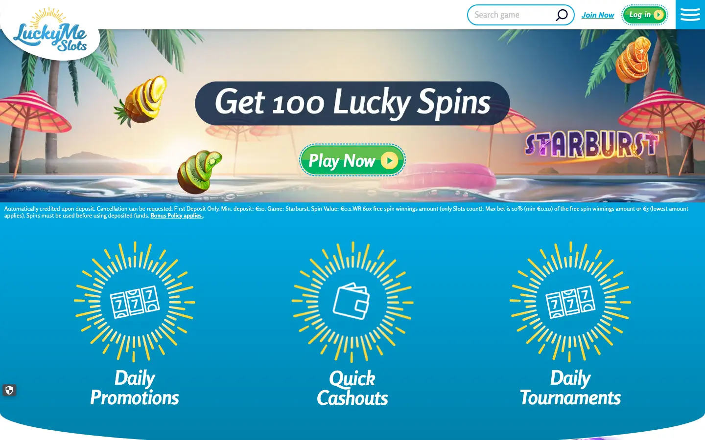 Luckyme Slots internationale Lobby im Juli 2026