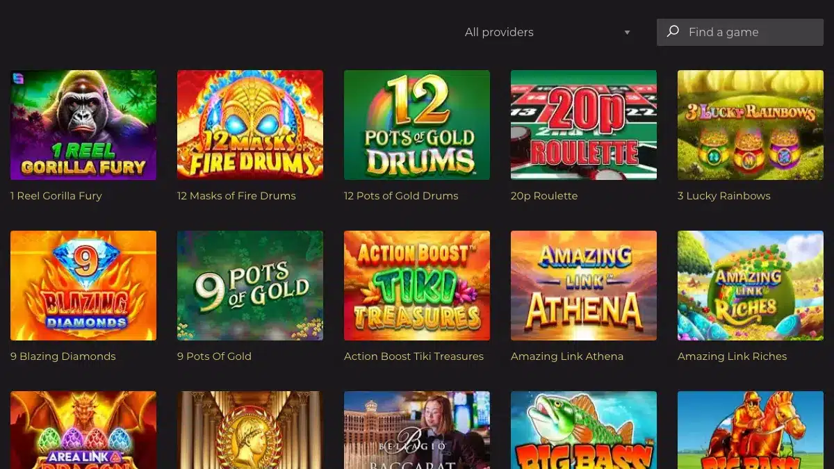 Aktuelle Monkey Casino Spielelobby mit Spielautomaten und Tischspielen