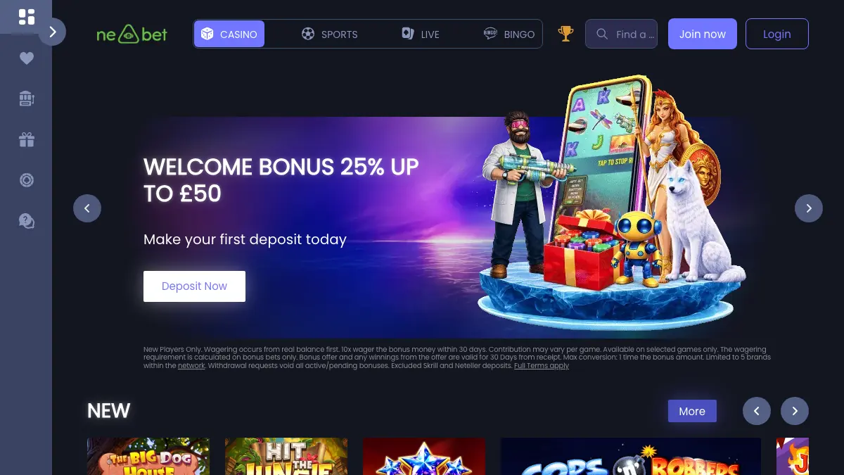Aktuelle NE Bet Casino Website