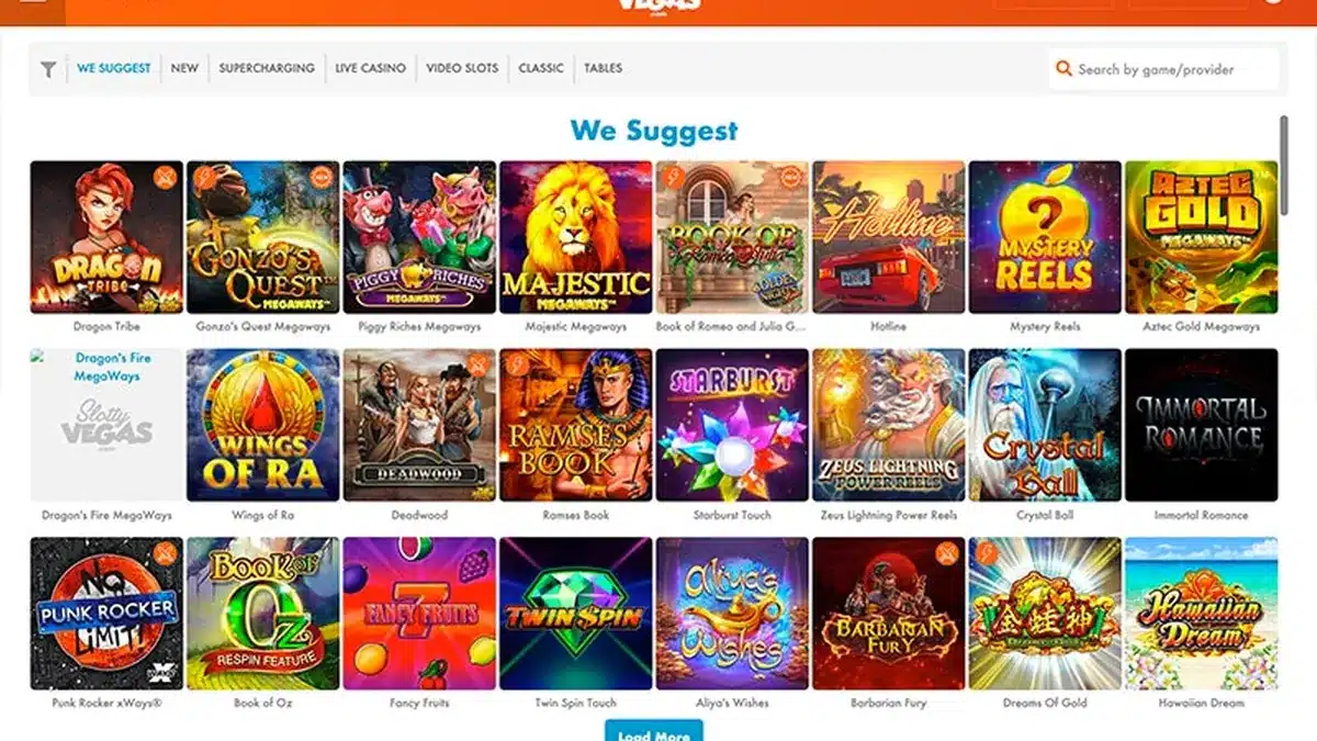 Historische Slotty Vegas Spielelobby vor der Schließung 2022