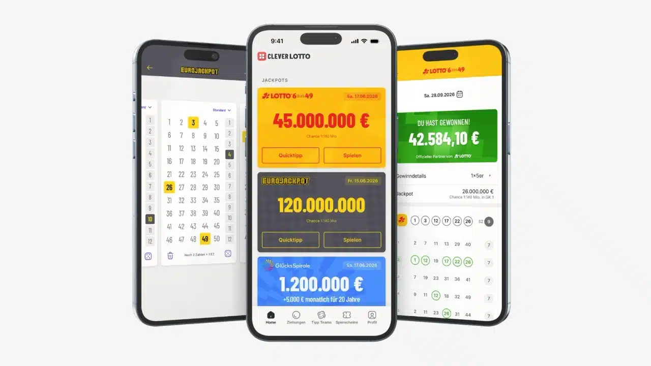 Offizielle Clever Lotto App Darstellung für Smartphone