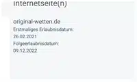 Original Wetten Domain und Erlaubnisdaten im aktuellen GGL Register