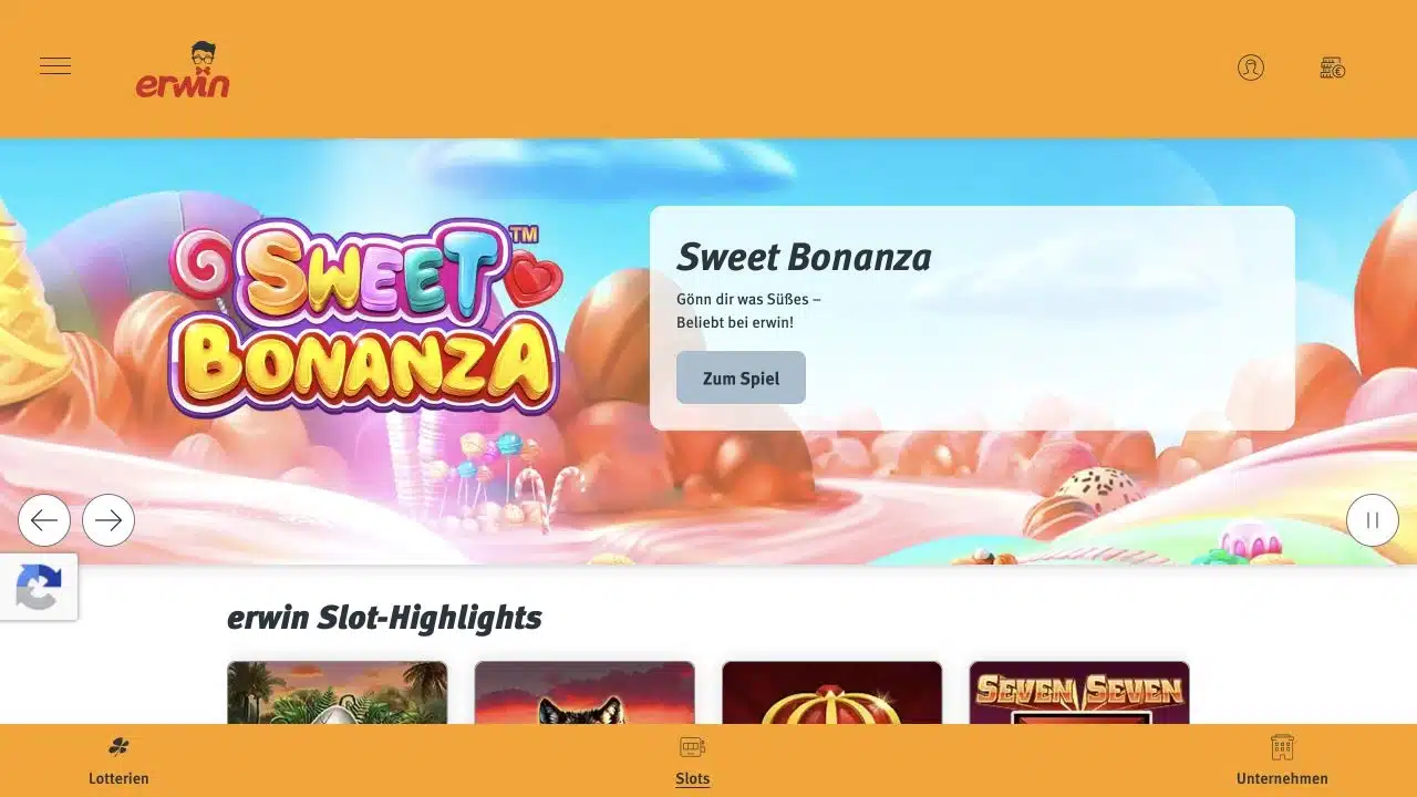 Öffentliche Spiel Erwin Slot Lobby auf Lotto Baden-Württemberg
