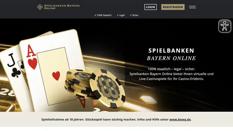 Spielbanken Bayern Online Startseite mit Live- und virtuellen Casinospielen