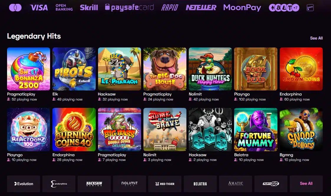 Lussurio Casino Zahlungsmethoden, beliebte Slots wie Sweet Bonanza 2500 und Spieleanbieter